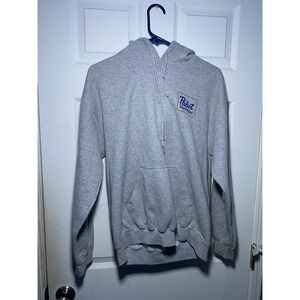 Pabst Blue Ribbon PBR Hoodie Heather Gray Graphic Sweatshirt Mens XS/S Beer Logo